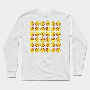 Red and Yellow Chicken Circle Pattern Long Sleeve T-Shirt